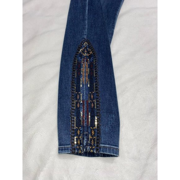 FDJ Ladies Sequin Bottom Hi-Rise Ankle Jeans Size 10 - Picture 7 of 9